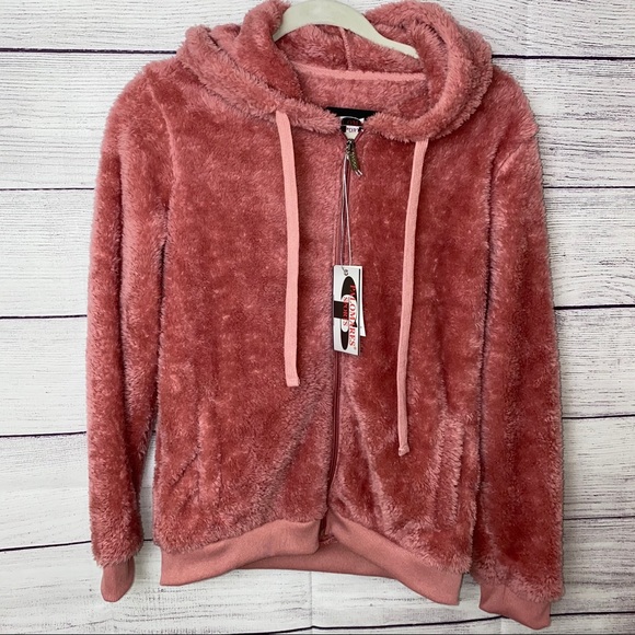 Palomares Sports Jackets & Blazers - Faux Fur Fuzzy Full Zip Hooded Jacket